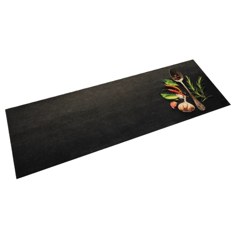 Kuchyňský Koberec Omyvatelný Koření Samet Černo-Zelená - 60 x 300 cm