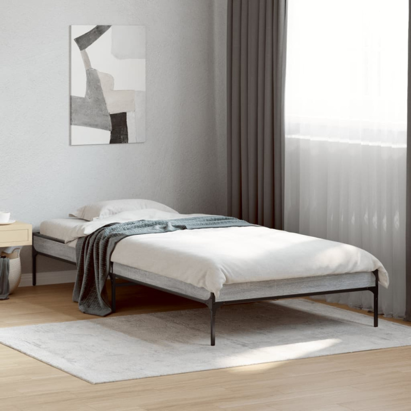 Rám Postele Šedý Sonoma Kompozitní Dřevo A Kov Šedá Sonoma - 140 x 190 cm / 30 cm