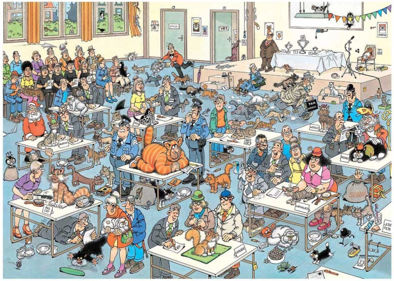 Puzzle JUMBO Jan van Haasteren – Kočičí přehlídka 1000 dílků