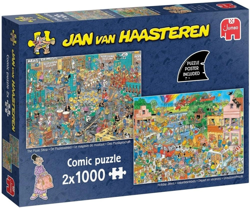 JUMBO Puzzle Jan van Haasteren Obchod s hudbou a Letní nálada 2x1000 dílků