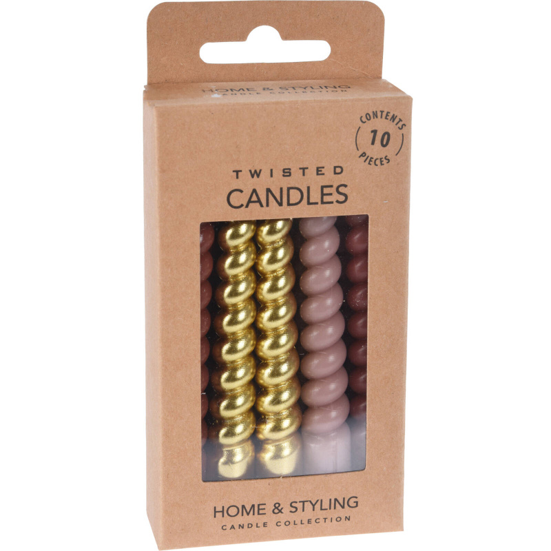 Home Styling Collection Spirálové parafínové svíčky na stůl, 10 cm vícebarevná
