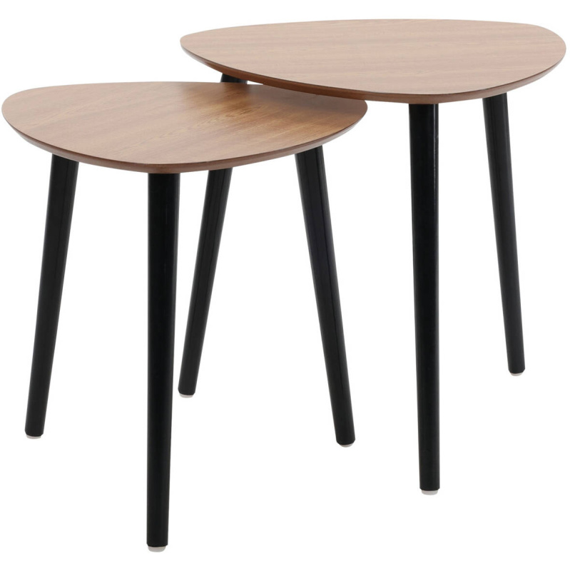 Home Styling Collection Sada kávových stolků se 3 nohami z borovice, 2 ks černá