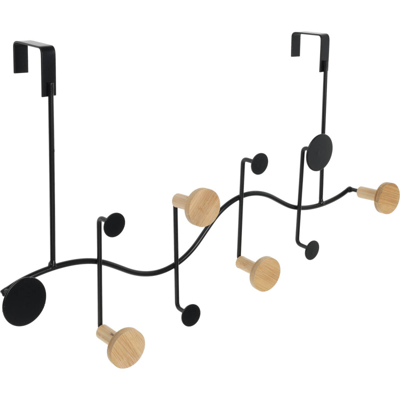 Home Styling Collection Kovový věšák na dveře, 8 háčků, kovový černá