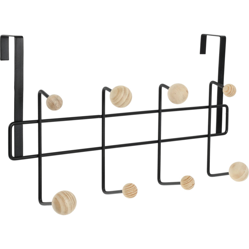 Home Styling Collection Kovový věšák na dveře, 8 háčků, černý černá
