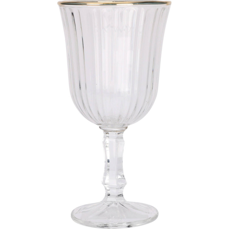 EH Excellent Houseware Rýhovaná sklenice na víno se zlatým okrajem, 240 ml transparentní