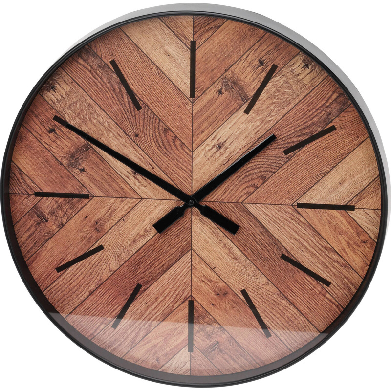 Home Styling Collection Nástěnné hodiny ciferník imitující dřevo za sklem, Ø 50,8 cm hnědá