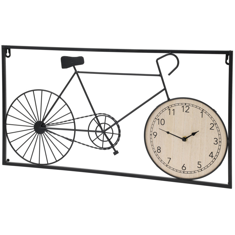 Home Styling Collection Nástěnná dekorace, retro kolo a hodiny, 60 x 32 x 5 cm černá
