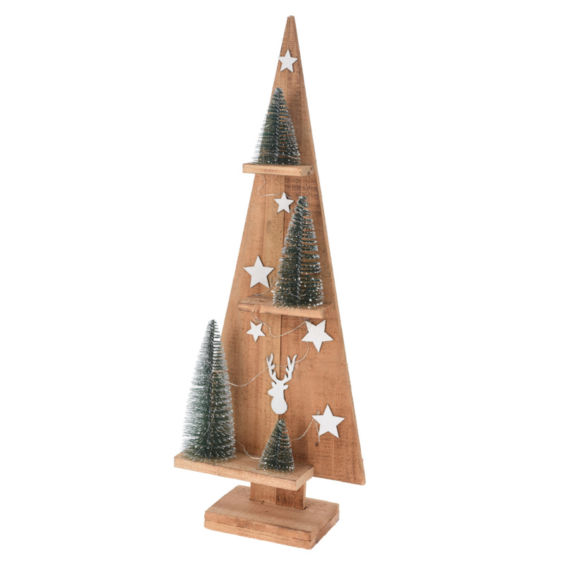 Home Styling Collection Dřevěná jedlová figurka s LED osvětlením, 70 cm béžová