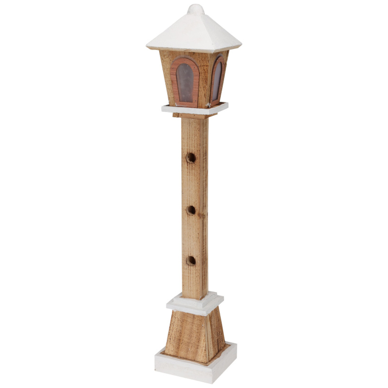 Home Styling Collection Dřevěná figurka z jedlového dřeva s LED lucernou, 75 cm béžová