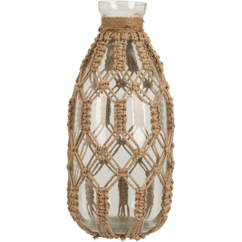 Home Styling Collection Skleněná váza s provázkem, průměr 24 cm hnědá