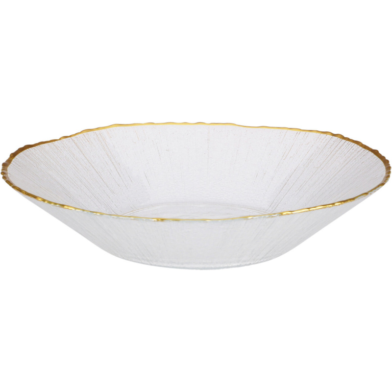 Home Styling Collection Skleněný hluboký talíř se zlatým okrajem DATURA, 20 cm transparentní
