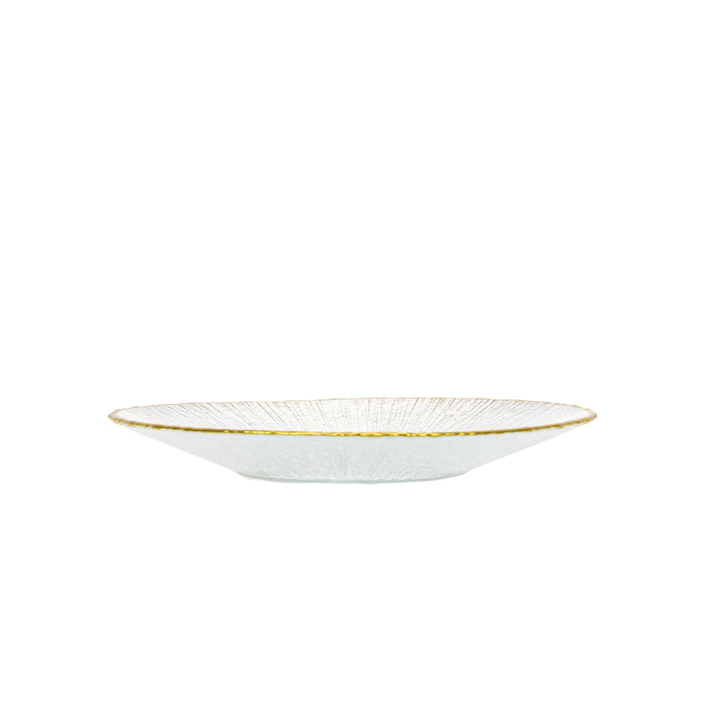 Home Styling Collection Skleněný dezertní talíř se zlatým okrajem DATURA, 21 cm transparentní