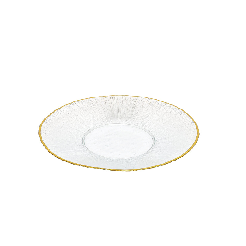 Home Styling Collection Skleněný plochý talíř se zlatým okrajem DATURA, 28 cm transparentní