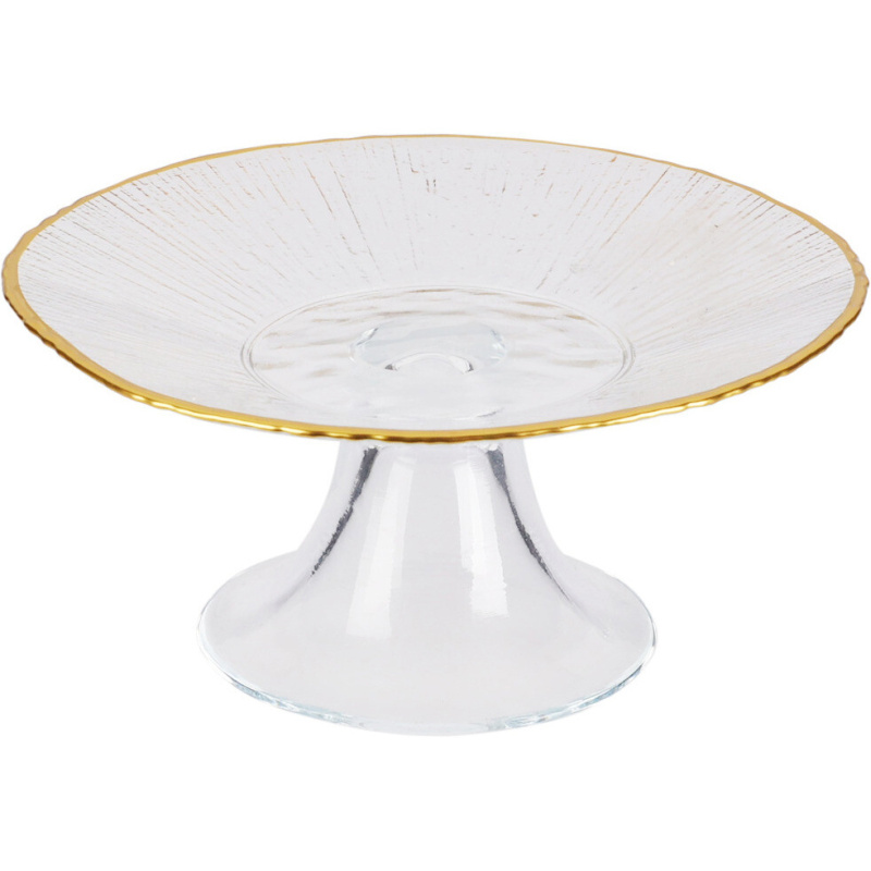 Home Styling Collection Stojan na dort se zlatým okrajem DATURA, 15 cm transparentní
