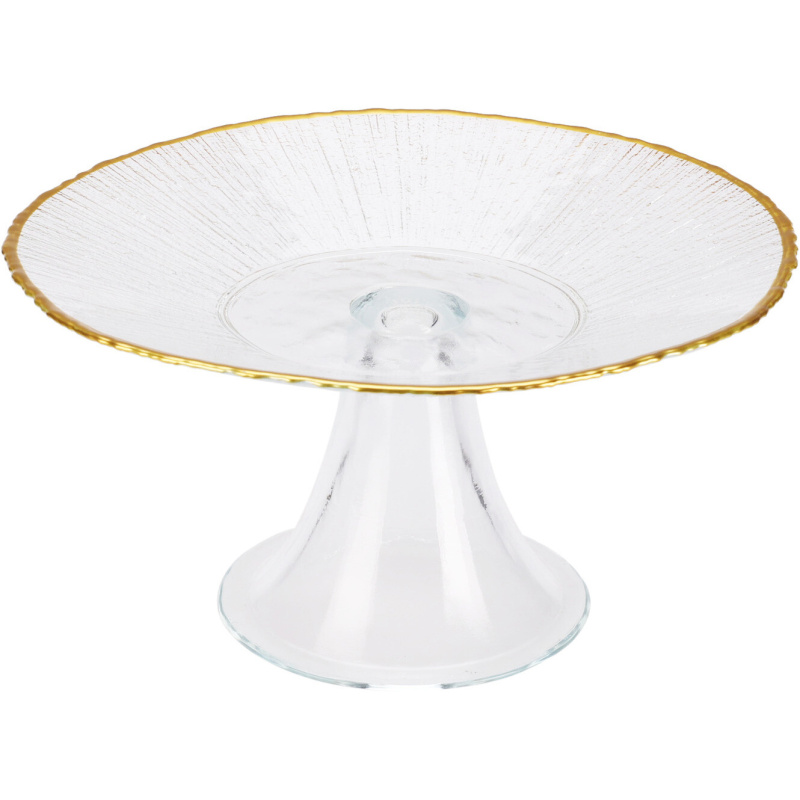 Home Styling Collection Stojan na dort se zlatým okrajem DATURA, 21 cm transparentní