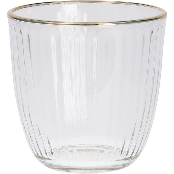 EH Excellent Houseware Žebrovaná sklenice se zlatým okrajem, 295 ml transparentní