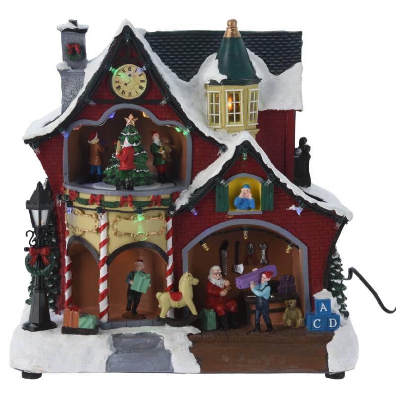 Home Styling Collection Pohyblivá vánoční scéna Sídlo Santa Clause vícebarevná