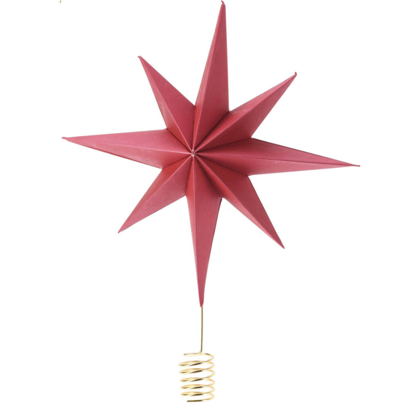 Home Styling Collection Špička na vánoční stromeček hvězda z papíru, 30 cm, červená červená
