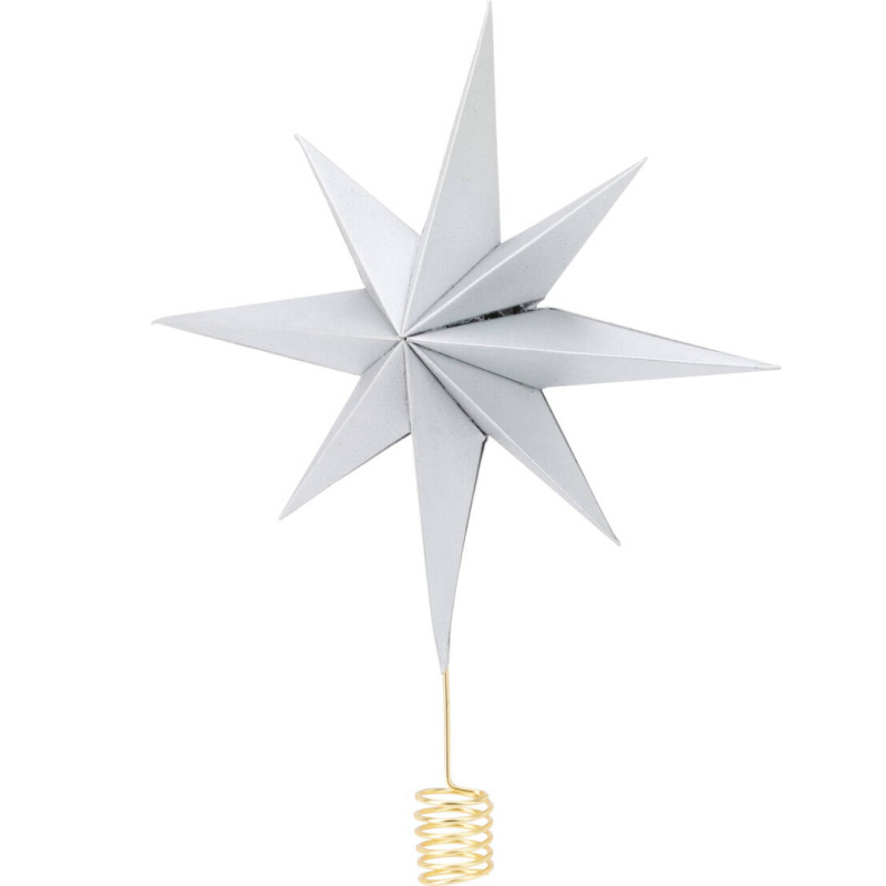 Home Styling Collection Špička na vánoční stromeček hvězda z papíru, 30 cm, stříbrná stříbrná