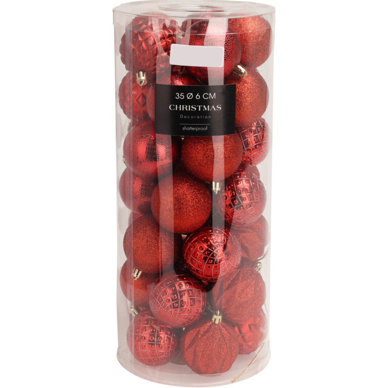 Home Styling Collection Vánoční koule 6 cm, 35 kusů červený