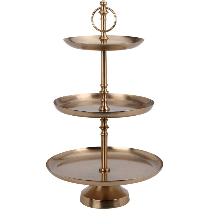 Home Styling Collection Kovová etažérka, 3 úrovně, 50 cm zlatá
