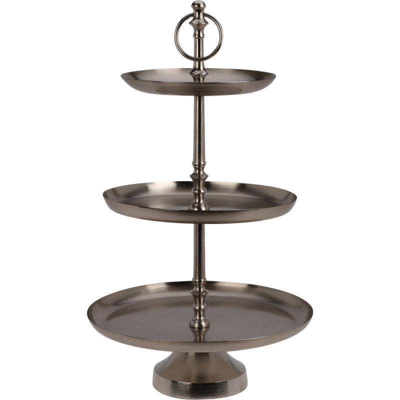Home Styling Collection Kovový etažér, 3 úrovně, 50 cm, stříbrný stříbrná