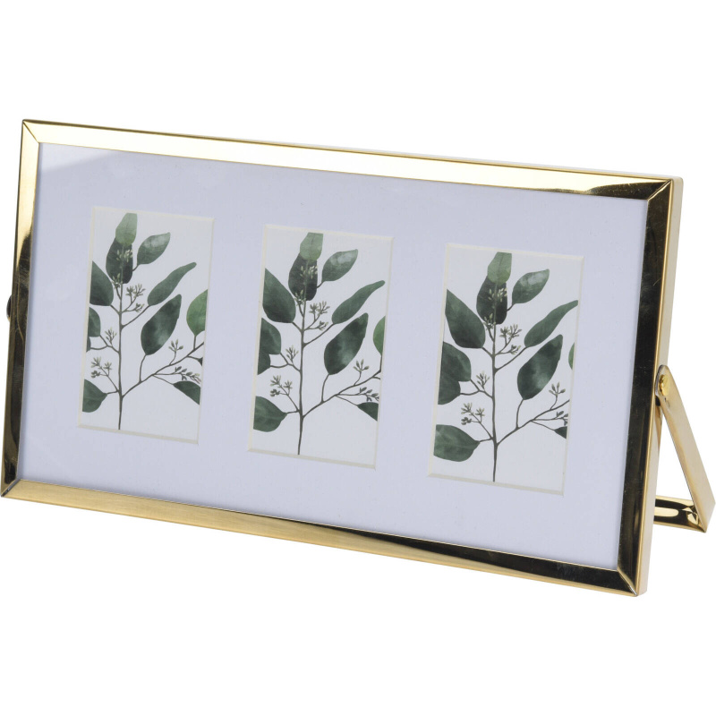 Home Styling Collection Kovový fotorámeček na tři fotografie, passe-partout, 22 x 12 x 1 cm zlatá