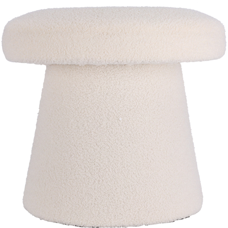 Home Styling Collection Kulatý čalouněný puf TEDDY ve tvaru houby boucle, 43 x 38 cm bílá