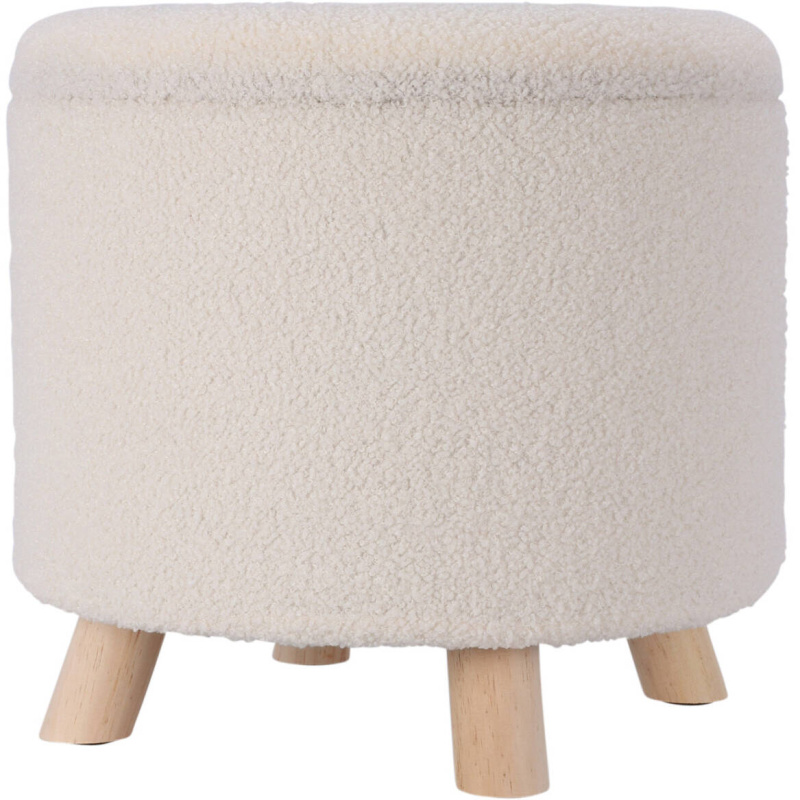 Home Styling Collection Úložný kulatý čalouněný puf TEDDY, 40 x 37 cm bílá