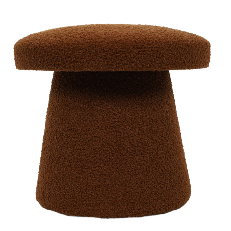 Home Styling Collection Kulatý čalouněný puf TEDDY ve tvaru houby boucle, 43 x 38 cm hnědá