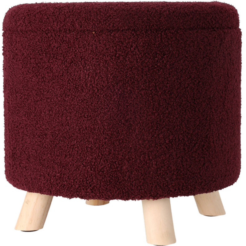 Home Styling Collection Úložný kulatý čalouněný puf TEDDY, 40 x 37 cm burgundská
