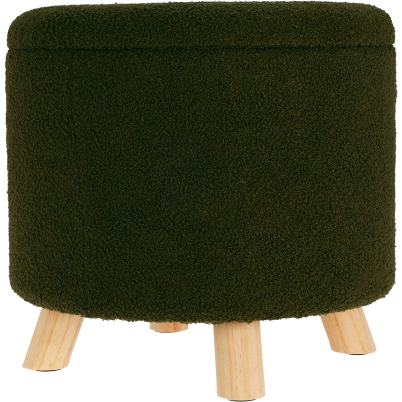 Home Styling Collection Úložný kulatý čalouněný puf TEDDY, 40 x 37 cm olivová
