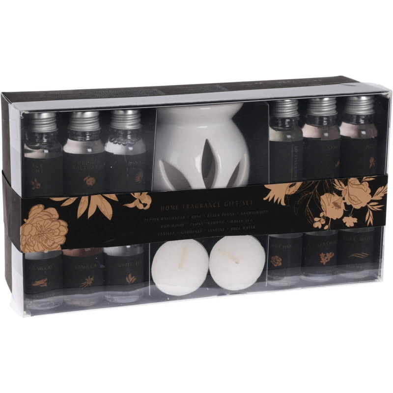 Home Styling Collection Keramický krb s 15 vůněmi a 2 tealighty bílá