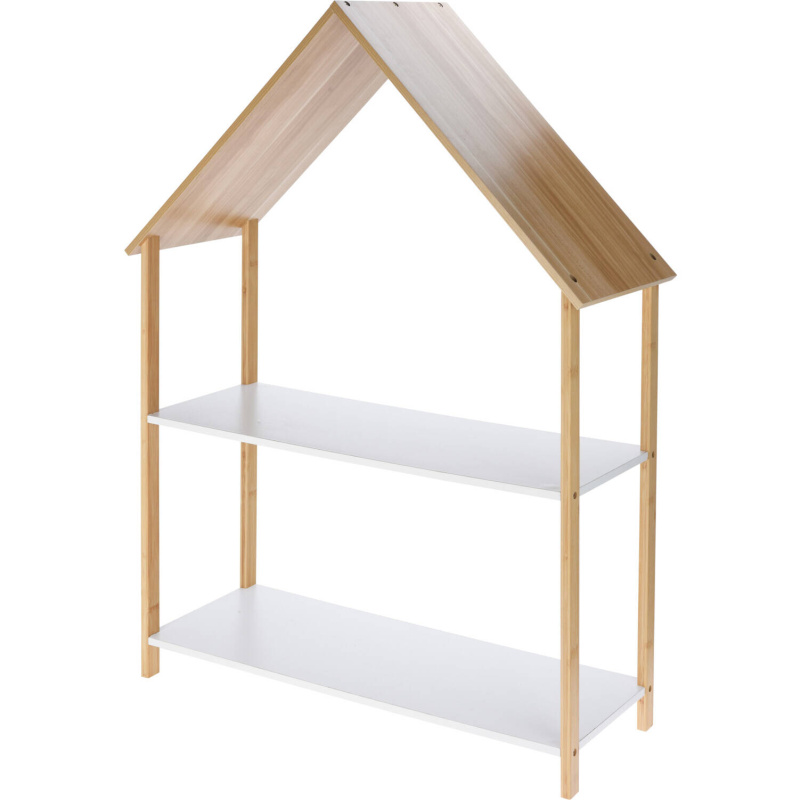 Home Styling Collection Regál do dětského pokoje ve tvaru domku, bambus a MDF, 80 x 30 x 108 cm béžová