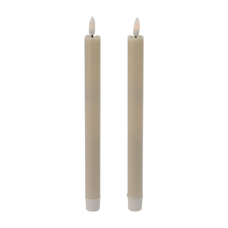 Home Styling Collection Voskové stolní svíčky s LED, 25 cm béžová