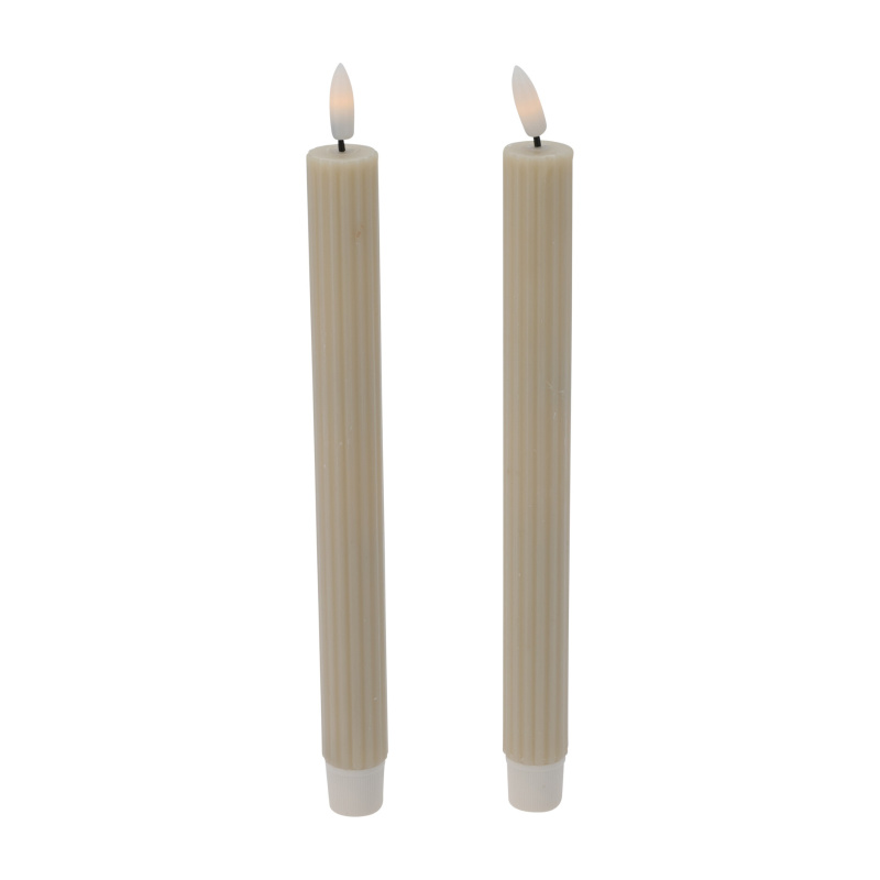 Home Styling Collection Voskové stolní svíčky s LED, 25 cm béžová