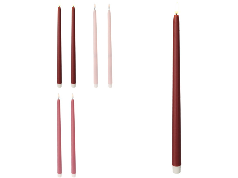 LED svíčka 2ks 380mm kónická s časovačem a dálkovým ovladačem, mix barev