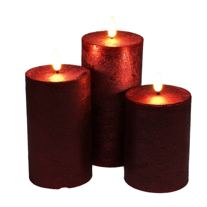 Home Styling Collection Dekorační LED svíčky Ø 7,5 cm, 3 kusy červený