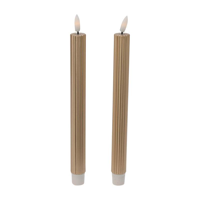 Home Styling Collection Voskové stolní svíčky s LED, 25 cm zlatá