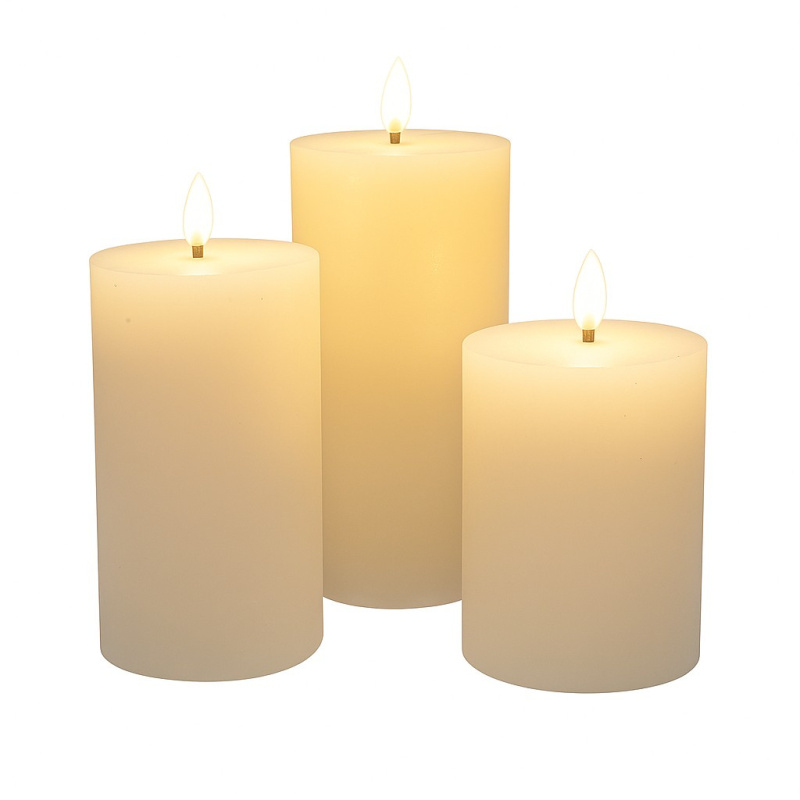 Home Styling Collection Dekorační LED svíčky Ø 7,5 cm, 3 kusy béžová