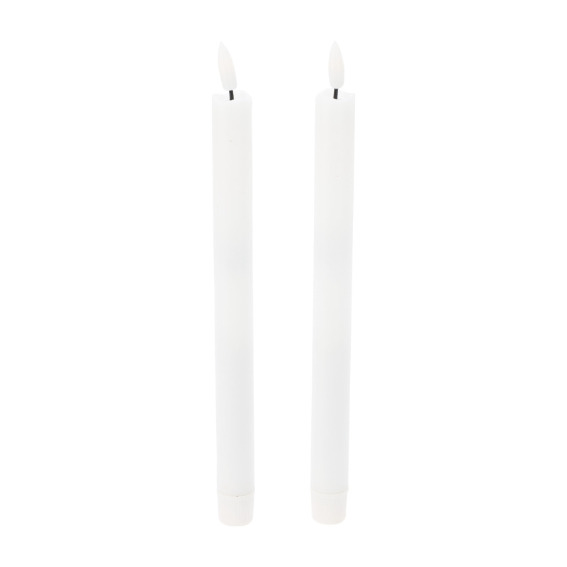 Home Styling Collection Voskové stolní svíčky s LED, 25 cm bílá