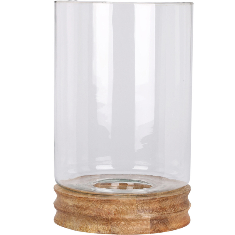 Home Styling Collection Dekorační lucerna z mangového dřeva a skla Ø 26 cm, výška 41 cm transparentní