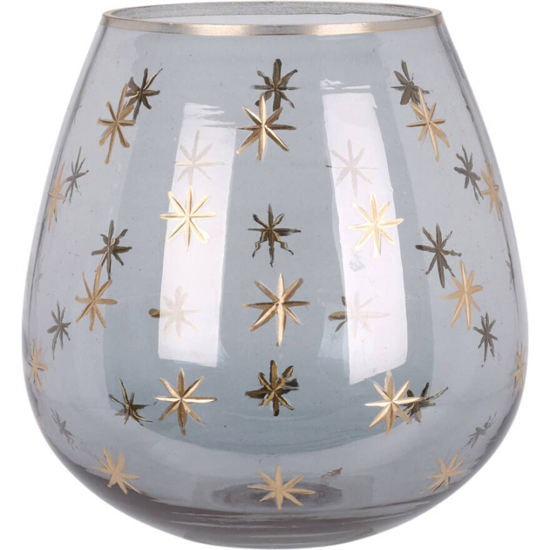 Home Styling Collection Svícen na čajovou svíčku ve tvaru sklenice, Ø 14 cm, šedý šedá