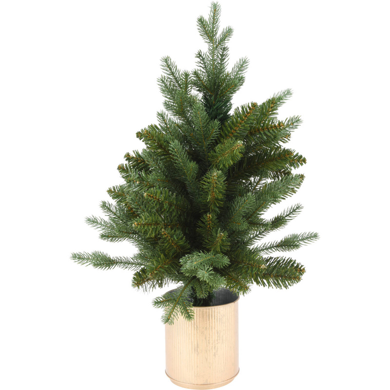 Home Styling Collection Umělý vánoční stromek ve zlatém květináči, 60 cm zelená