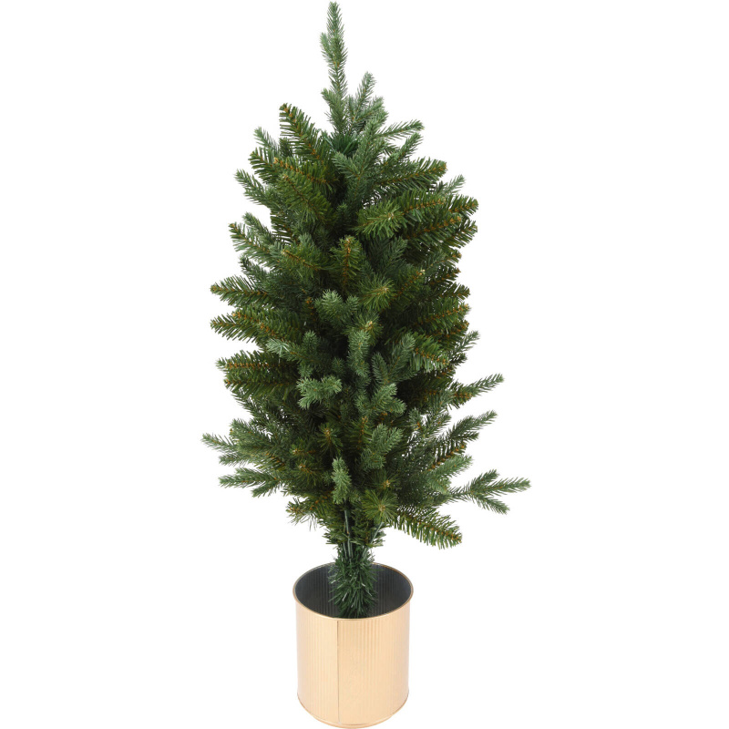 Home Styling Collection Umělý vánoční stromek ve zlatém květináči, 90 cm zelená
