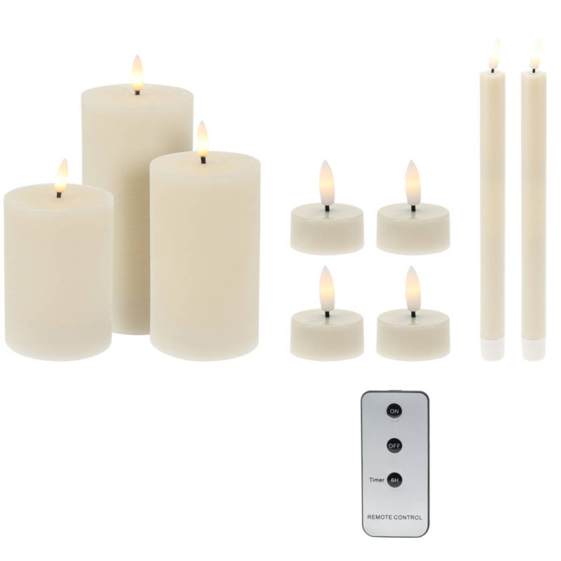 Home Styling Collection Sada LED svíček v různých velikostech s dálkovým ovládáním béžová