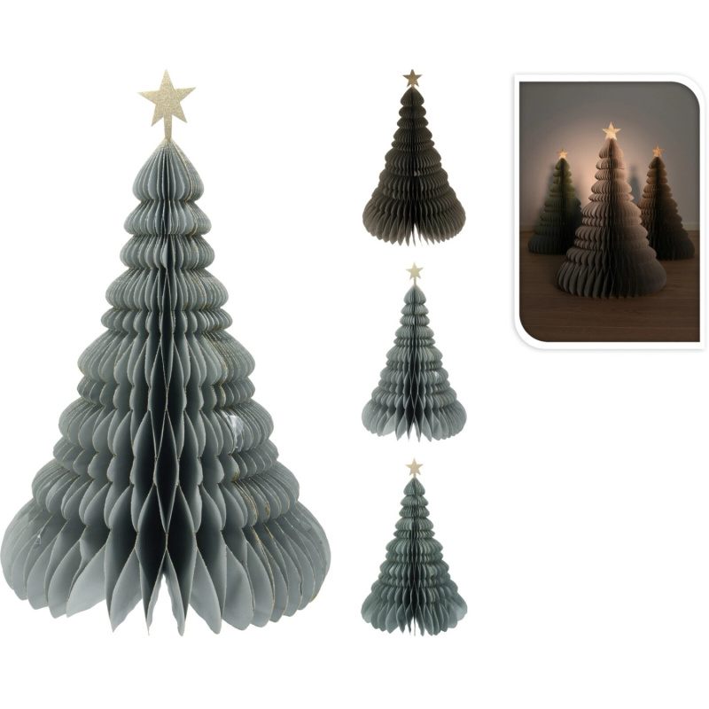 Koopman Papírový dekorativní strom, odstíny modré a zelené, různé druhy, 40 cm