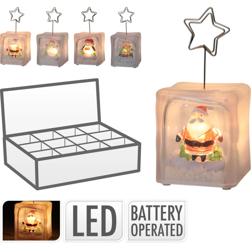 Držák na jmenovky se Santou, různé druhy, 5,4 x 5,4 x 11,5 cm