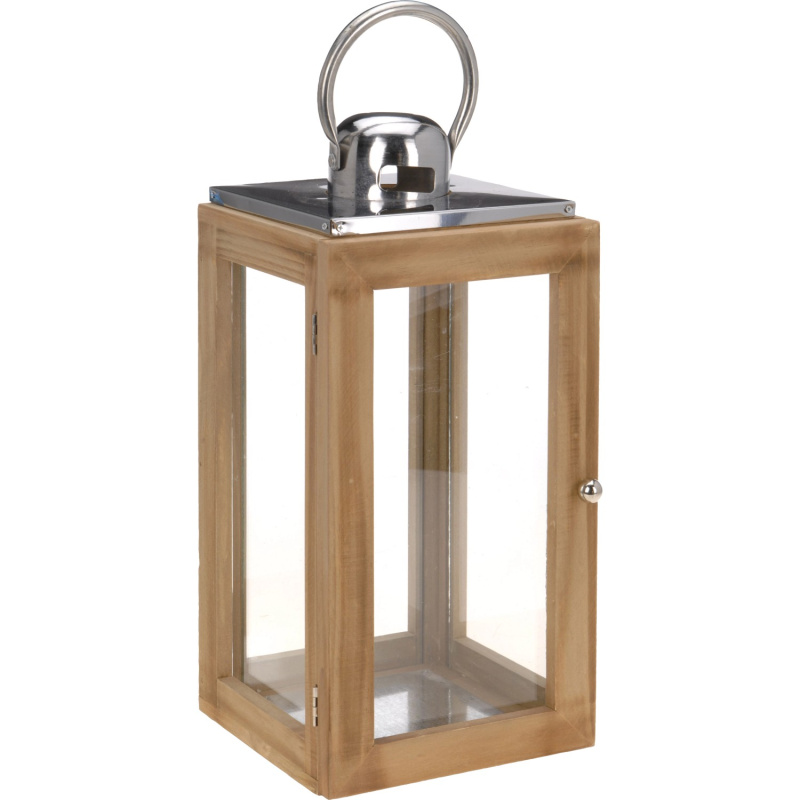 Dekorativní lucerna z borovicového dřeva, 14 x 14 x 31,5 cm