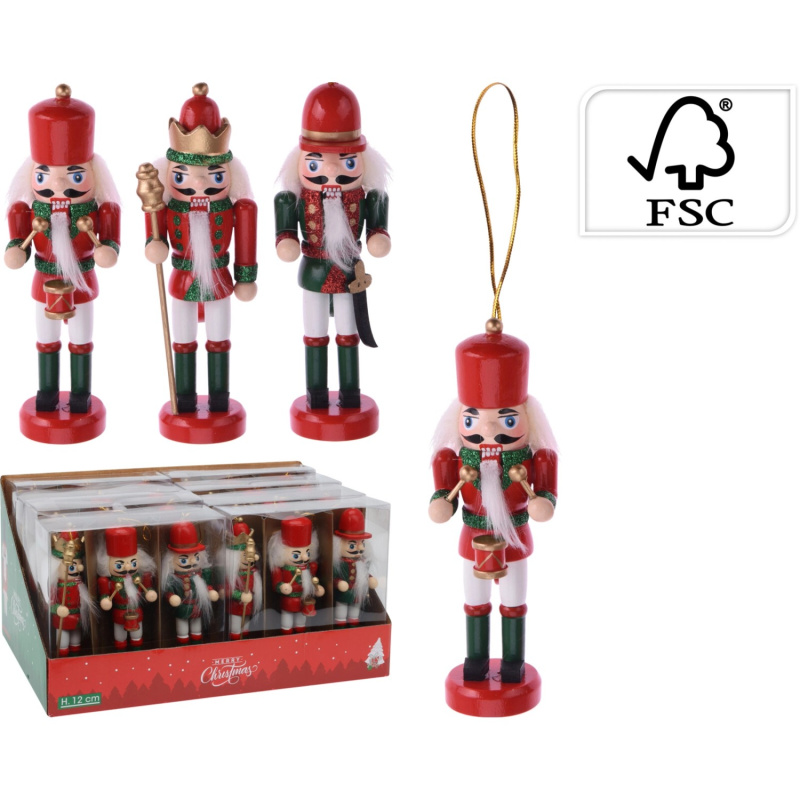 Koopman Figurka louskáčka černá/červená 4 x 3 x 12,5 cm, 3 ks